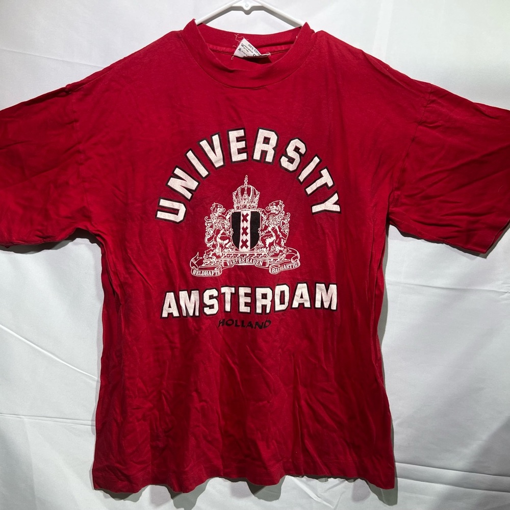Vintage University Amsterdam Holland Collection Single Stitch Adult Tee Size L